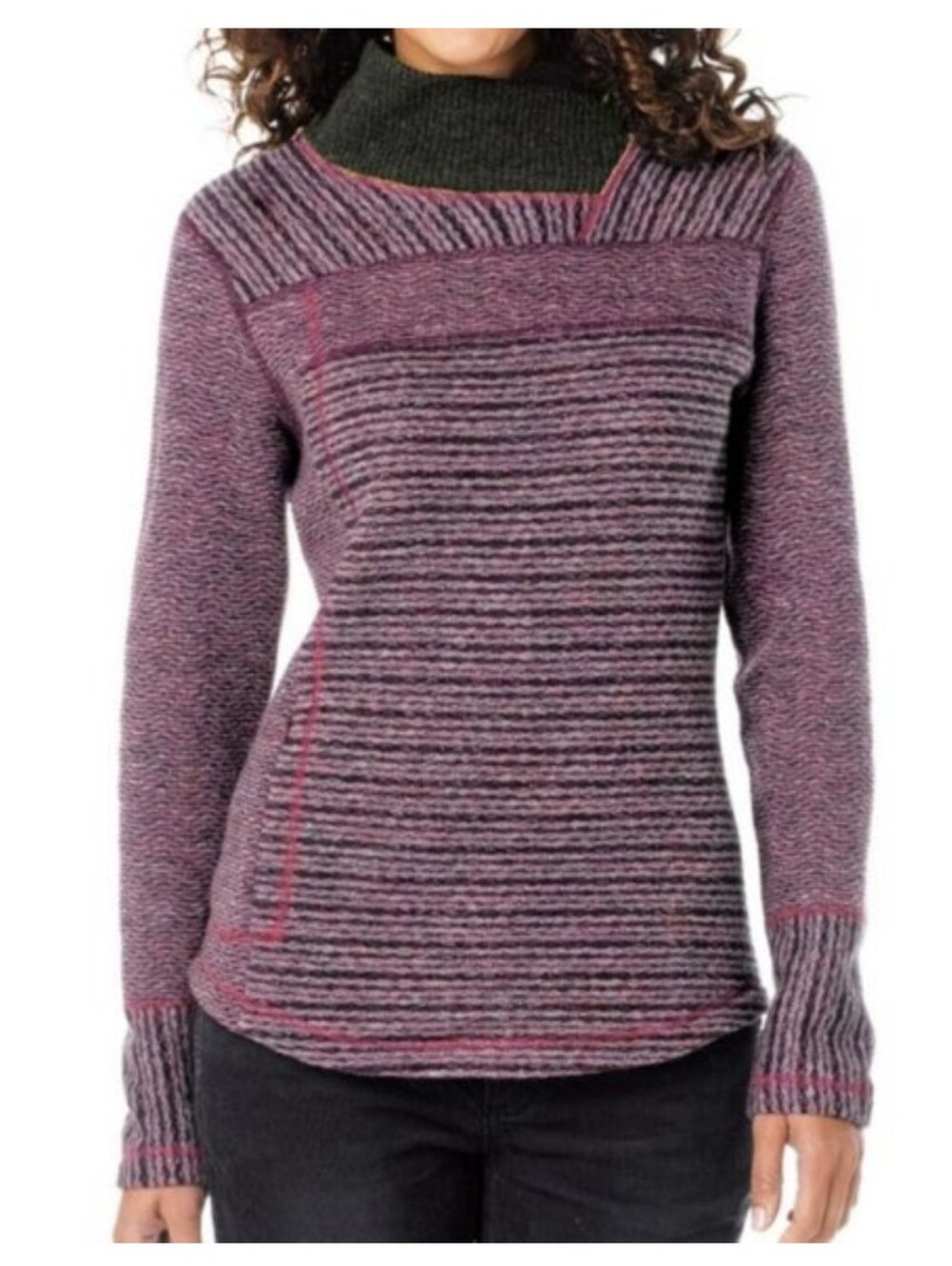 PrAna Eleanor Sweater, Pink/Purple, Size L, Wool Blend, Semi-fitted, Winter